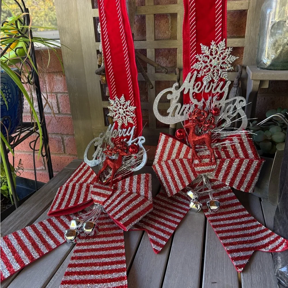 Over The Door Double Christmas Swag.  Christmas Bow/ Wreath /Ribbon Swag custom